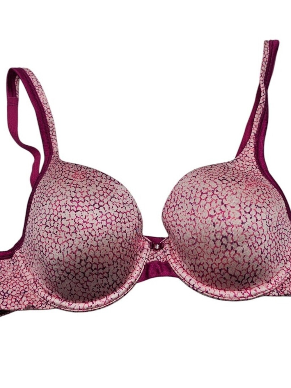 Vintage 1990s Vanity Fair Womens Sz 34B T Shirt Bra Pink Purple Lightly Lined